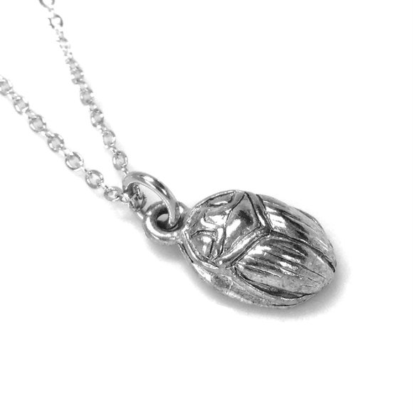 Miniature Scarab Beetle Egypt Insect Bug Egyptian Charm Pendant Gift Necklace - Picture 1 of 3